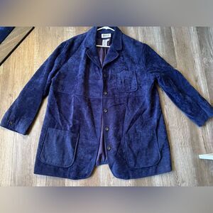 VTG Elements Corduroy Jacket Button Down Suede Navy Blue Hippie Boho Size 2X